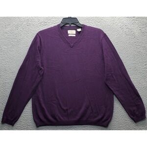 Vintage Weatherproof Sweater Mens Large Purple Cashmere Blend V-Neck Pullover